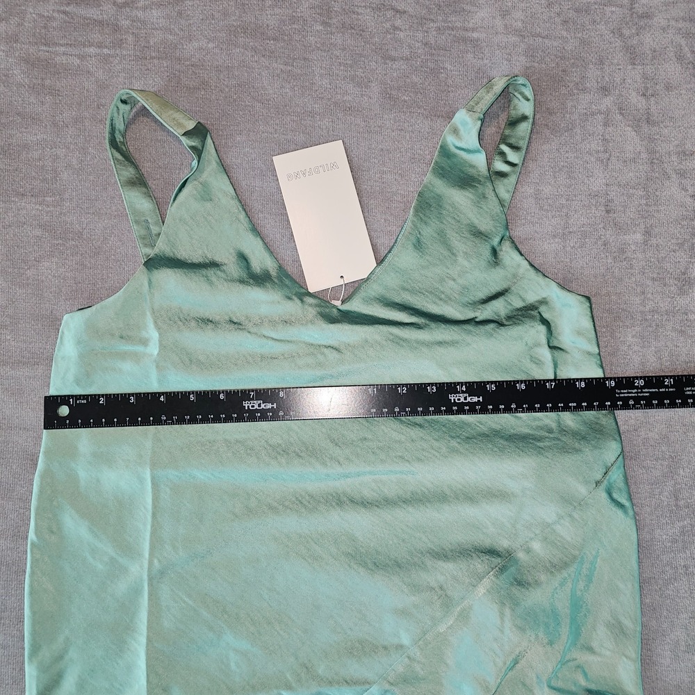 Wildfang The Empower Adjustable satin slip dress in sage size SMALL NWT - Picture 14 of 16